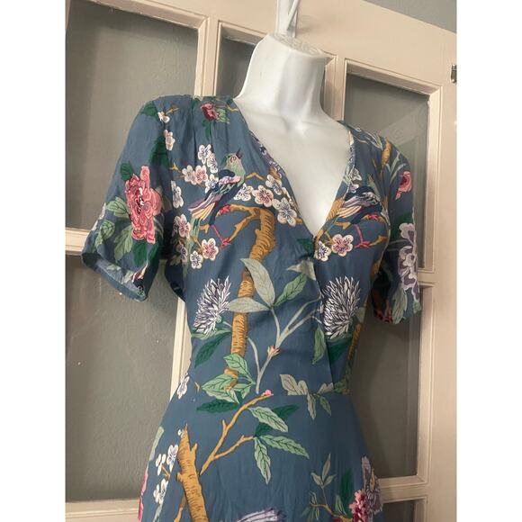 GP & J Baker‎ H&M Dress Midi Blue Floral Print Tea Dress - Picture 12 of 15